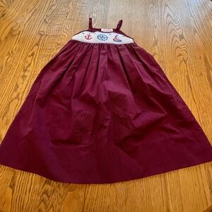 Rosalina Collection Smocked Nautical Sailboat Anchor Jumper Dress Red Navy 24mo